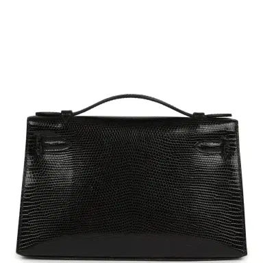 HERMÈS Hermes Kelly Pochette Black Varanus Niloticus Lizard Gold Hardware | Thumbnail 4