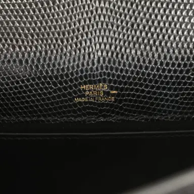 HERMÈS Hermes Kelly Pochette Black Varanus Niloticus Lizard Gold Hardware | Thumbnail 7