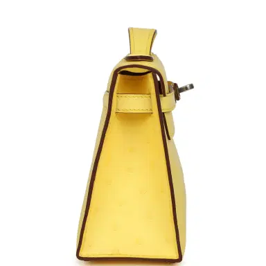 HERMÈS Hermes Kelly Pochette Jaune Citron Ostrich Palladium Hardware | Thumbnail 3 HERMÈS Hermes Kelly Pochette Jaune Citron Ostrich Palladium Hardware | Thumbnail 3