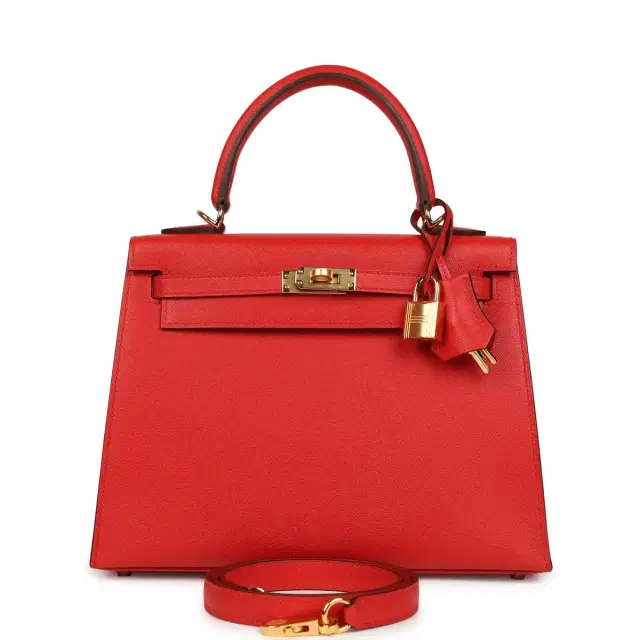 hermes Hermes Kelly Sellier 25 Rouge de Couer Madame Gold Hardware