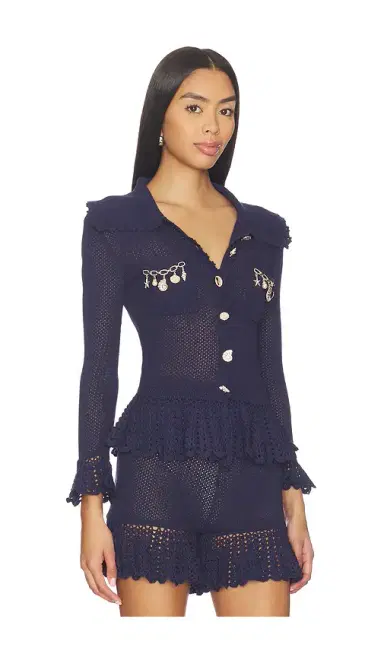 Self-Portrait Navy Self Embellished Cardigan | Thumbnail 2