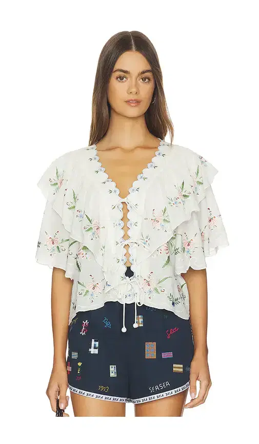 Serafina Embroidery Shortsleeve Top