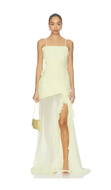 Runaway The Label Eziya Ruched Frill Trim Maxi Dress | Thumbnail 1 Runaway The Label Eziya Ruched Frill Trim Maxi Dress | Thumbnail 1