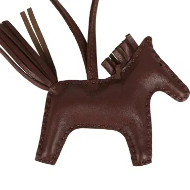 HERMÈS Hermes Rodeo Robeo Plush Charm PM Terre, Sesame, Black Milo Lambskin and Ecru Merino Wool Palladium Hardware | Thumbnail 5 HERMÈS Hermes Rodeo Robeo Plush Charm PM Terre, Sesame, Black Milo Lambskin and Ecru Merino Wool Palladium Hardware | Thumbnail 5