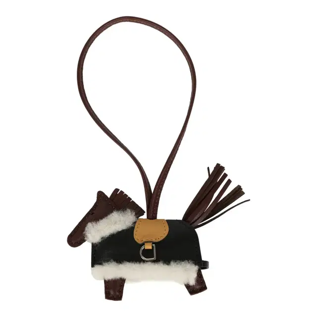 hermes Hermes Rodeo Robeo Plush Charm PM Terre, Sesame, Black Milo Lambskin and Ecru Merino Wool Palladium Hardware