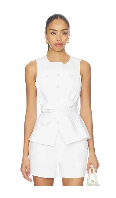 Cinq à Sept White Denim Reenee Vest | Thumbnail 1 Cinq à Sept White Denim Reenee Vest | Thumbnail 1