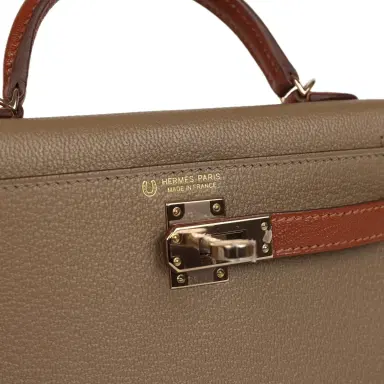 HERMÈS Hermes Special Order (HSS) Kelly Sellier 20 Etoupe and Havane Chevre Mysore Permabrass Hardware | Thumbnail 7 HERMÈS Hermes Special Order (HSS) Kelly Sellier 20 Etoupe and Havane Chevre Mysore Permabrass Hardware | Thumbnail 7