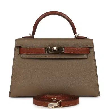 HERMÈS Hermes Special Order (HSS) Kelly Sellier 20 Etoupe and Havane Chevre Mysore Permabrass Hardware | Thumbnail 1 HERMÈS Hermes Special Order (HSS) Kelly Sellier 20 Etoupe and Havane Chevre Mysore Permabrass Hardware | Thumbnail 1