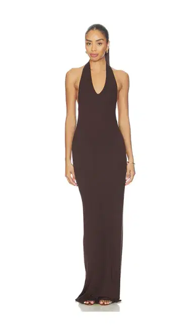 ENZA COSTA Silk Rib U-neck Halter Fluid Maxi Dress | Thumbnail 1 ENZA COSTA Silk Rib U-neck Halter Fluid Maxi Dress | Thumbnail 1