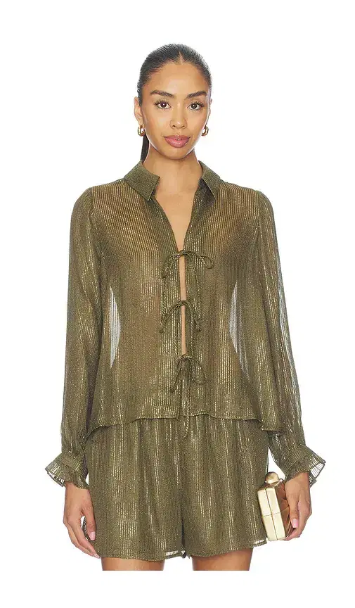 Niecey Metallic Chiffon Blouse