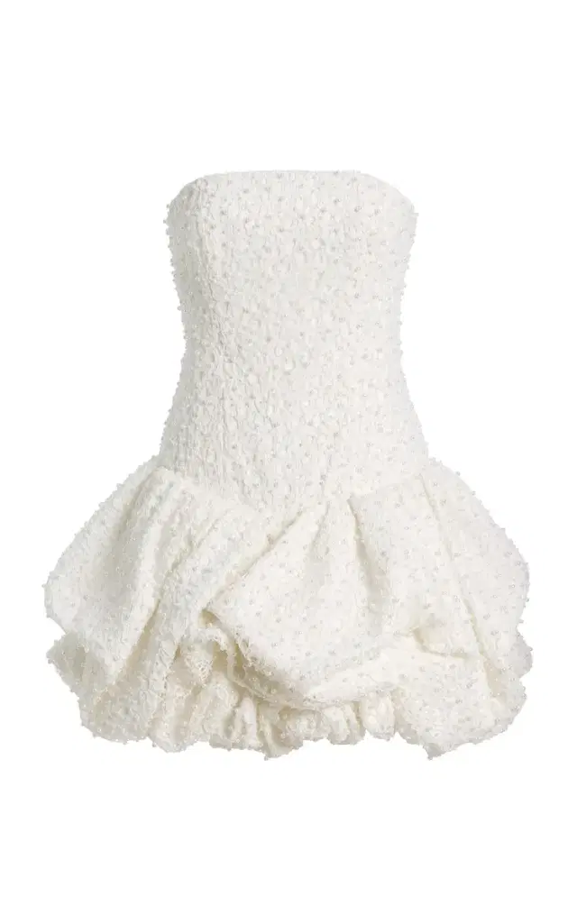 Juniper Pearl-Embellished Lace Bubble Mini Dress