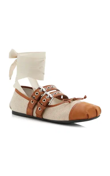 Miu Miu Canvas Ballet Flats | Thumbnail 4 Miu Miu Canvas Ballet Flats | Thumbnail 4