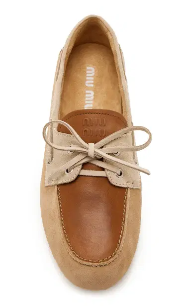 Miu Miu Leather and Suede Boat Shoes | Thumbnail 4 Miu Miu Leather and Suede Boat Shoes | Thumbnail 4