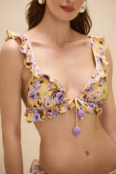 PatBo PEONY PRINT LYCRA FLOWER EMBELLISHED BIKINI TOP | Thumbnail 1 PatBo PEONY PRINT LYCRA FLOWER EMBELLISHED BIKINI TOP | Thumbnail 1