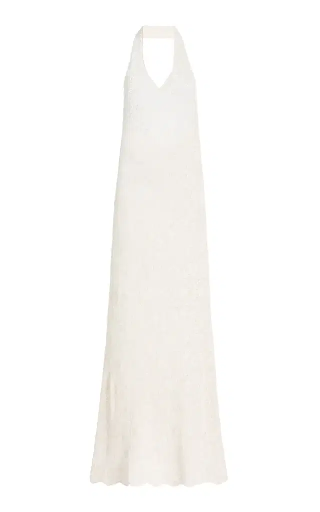 NILI LOTAN Eddie Crocheted Cotton Maxi Halter Dress