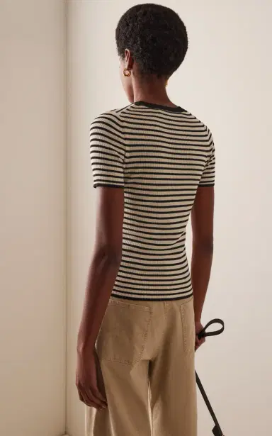 Nili Lotan Hettie Striped Silk T-Shirt | Thumbnail 4 Nili Lotan Hettie Striped Silk T-Shirt | Thumbnail 4