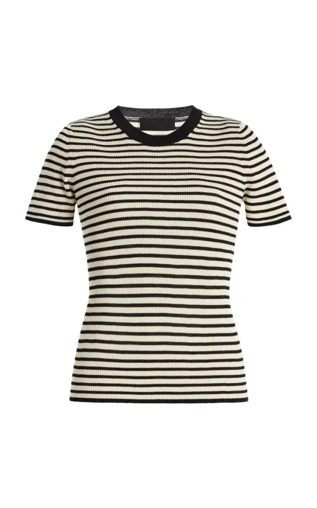 NILI LOTAN Hettie Striped Silk T-Shirt