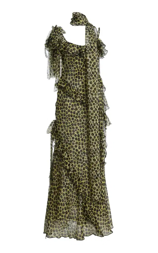 Monica Ruffled Devoré Chiffon Maxi Dress