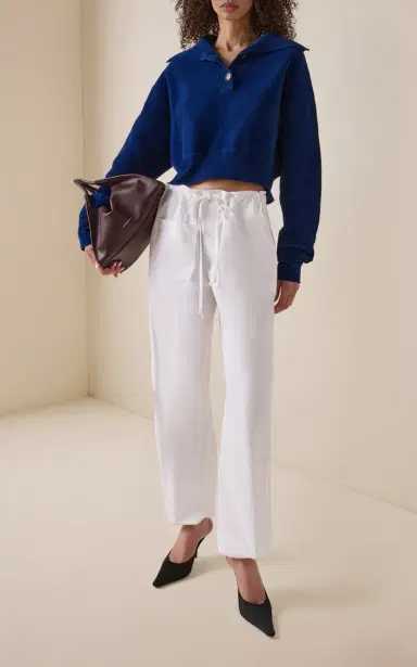 Victoria Beckham Collared Cropped Cotton Sweater | Thumbnail 3