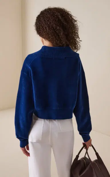 Victoria Beckham Collared Cropped Cotton Sweater | Thumbnail 4