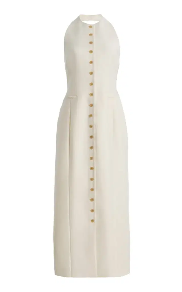 Exclusive Sarah Wool-Silk Midi Halter Dress