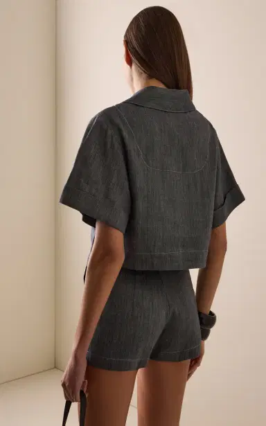 Matthew Bruch Linen-Cotton Denim Popover Shirt | Thumbnail 4 Matthew Bruch Linen-Cotton Denim Popover Shirt | Thumbnail 4