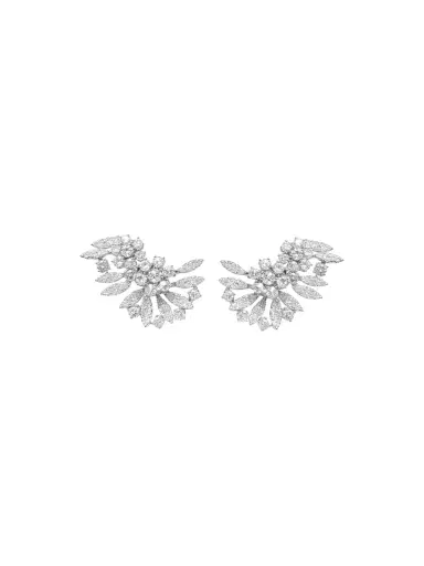 Wish Fine Jewelry 3.94ct Diamond 18K Gold Climber Earrings | Thumbnail 1