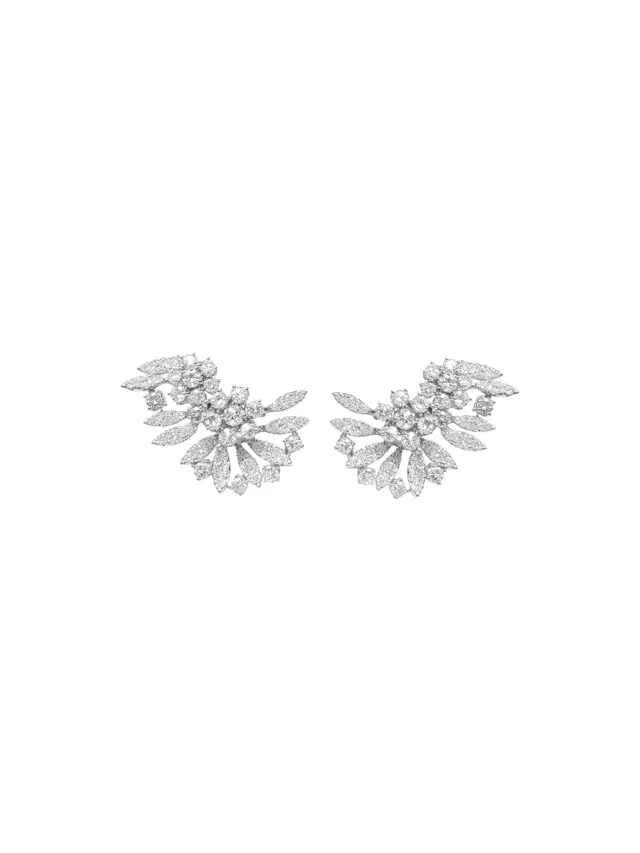 Wish Fine Jewelry 3.94ct Diamond 18K Gold Climber Earrings