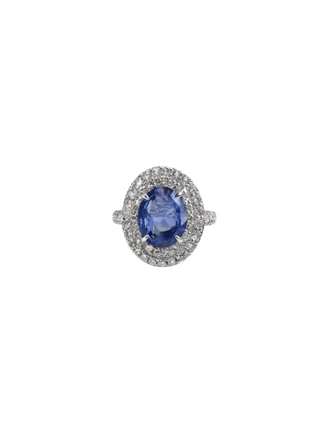 Wish Fine Jewelry 5.349ct Diamond Sapphire Platinum Cocktail Ring