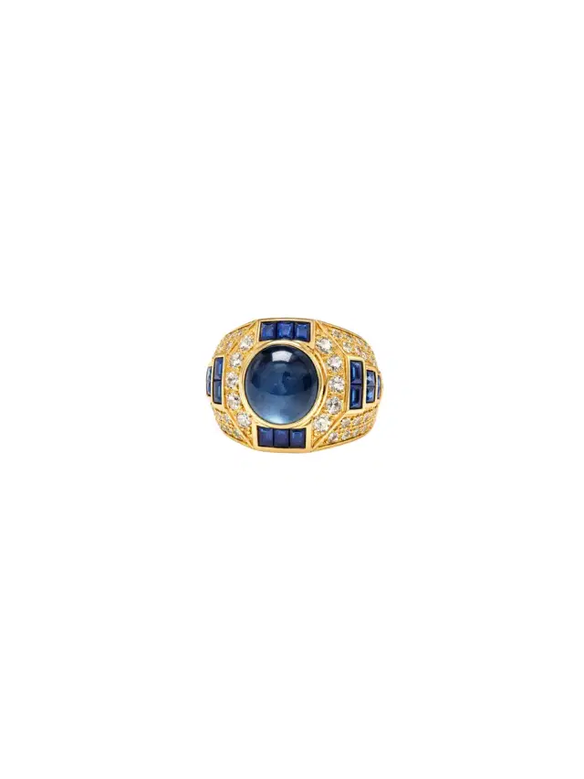8.65ct Diamond Sapphire 18K Gold Statement Ring
