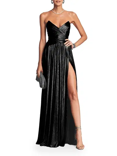 Retrofête Women's Waldorf Lamé Gown - Black - Size Large | Thumbnail 2