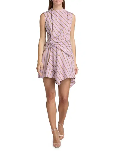 A.L.C. Women's Dion Striped Gathered Minidress - Lilac Curry - Size 14 | Thumbnail 2