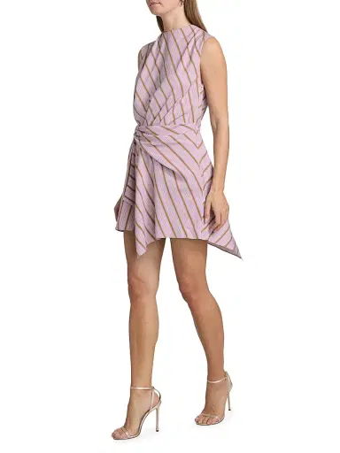A.L.C. Women's Dion Striped Gathered Minidress - Lilac Curry - Size 14 | Thumbnail 4
