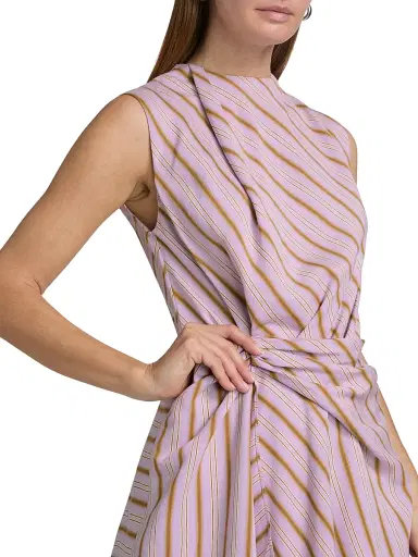 A.L.C. Women's Dion Striped Gathered Minidress - Lilac Curry - Size 14 | Thumbnail 6