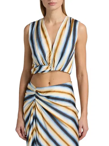 A.L.C. Women's Brooklyn Striped Satin Crop Top - Tahoe Blue Milk Chocolate - Size 14 | Thumbnail 3 A.L.C. Women's Brooklyn Striped Satin Crop Top - Tahoe Blue Milk Chocolate - Size 14 | Thumbnail 3
