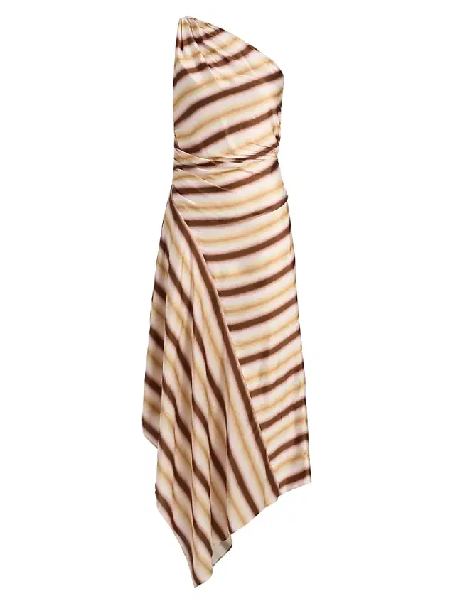 A.L.C. Women's Lyn Striped One-Shoulder Midi-Dress - Peach Blossom Milk Chocolate