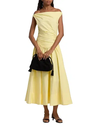 Simkhai Women's Cersei Off-The-Shoulder Midi-Dress - Buttercream - Size 10 | Thumbnail 2