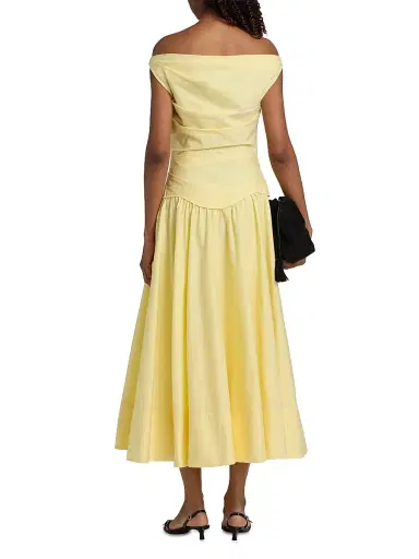 Simkhai Women's Cersei Off-The-Shoulder Midi-Dress - Buttercream - Size 10 | Thumbnail 5
