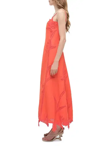 Simkhai Women's Ellery Floral Embroidered Linen-Blend Midi-Dress | Thumbnail 4 Simkhai Women's Ellery Floral Embroidered Linen-Blend Midi-Dress | Thumbnail 4