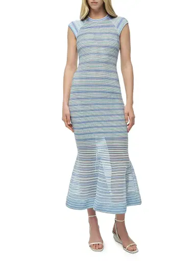 SIMKHAI Women's Danica Striped Knit Midi-Dress - Periwinkle Multi | Thumbnail 2
