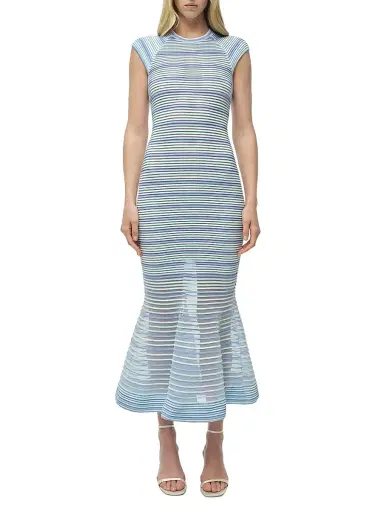 SIMKHAI Women's Danica Striped Knit Midi-Dress - Periwinkle Multi | Thumbnail 3