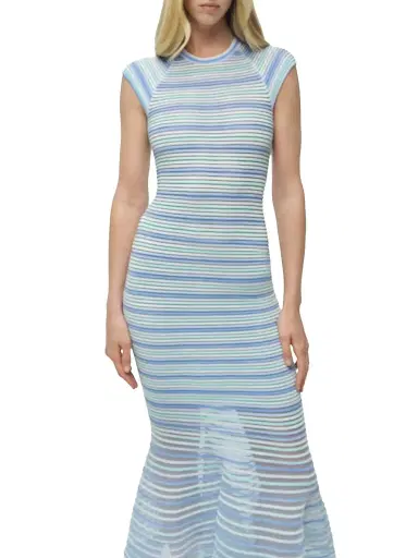 SIMKHAI Women's Danica Striped Knit Midi-Dress - Periwinkle Multi | Thumbnail 6
