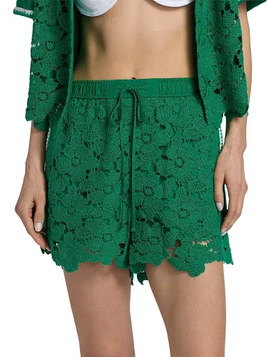 Simkhai Women's Holly Lace Drawstring Shorts - Kelly Green - Size Large | Thumbnail 3