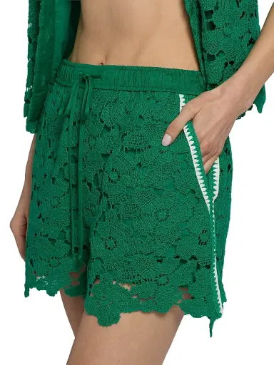 Simkhai Women's Holly Lace Drawstring Shorts - Kelly Green - Size Large | Thumbnail 5