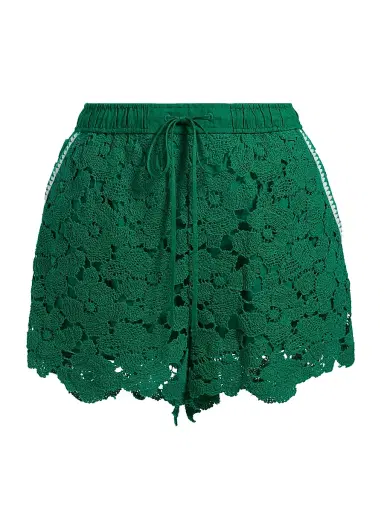 Simkhai Women's Holly Lace Drawstring Shorts - Kelly Green - Size Large | Thumbnail 1