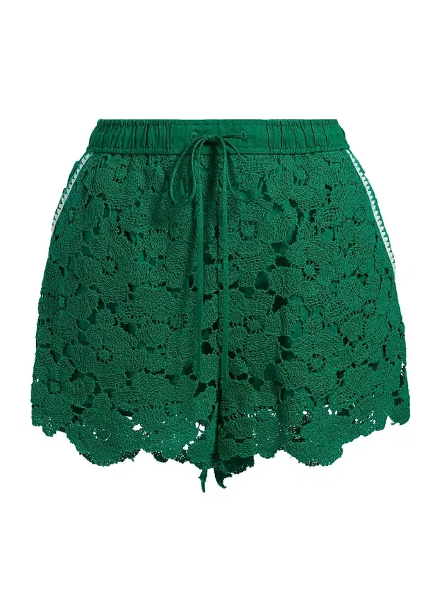 Women's Holly Lace Drawstring Shorts - Kelly Green