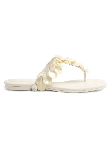 Simkhai Women's Elin Shell-Beaded Leather Sandals - Alabaster - Size 11 | Thumbnail 1 Simkhai Women's Elin Shell-Beaded Leather Sandals - Alabaster - Size 11 | Thumbnail 1