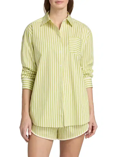 Solid & Striped Women's The Avril Striped Cover-Up Shirt - Guava - Size Medium | Thumbnail 3