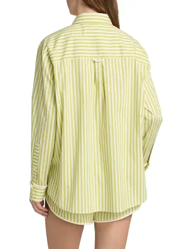 Solid & Striped Women's The Avril Striped Cover-Up Shirt - Guava - Size Medium | Thumbnail 4