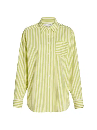 Solid & Striped Women's The Avril Striped Cover-Up Shirt - Guava - Size Medium | Thumbnail 1